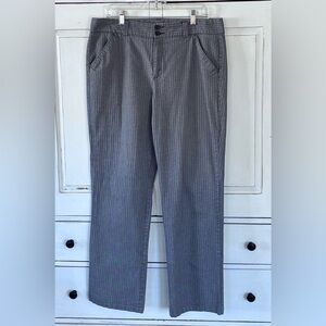 Dockers Womens Striped Dress Pants Front Pockets Flat Size 14 Med Gray